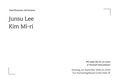 Hochzeitspostkartenumschlag mit einfachem Linienrahmen und hochzeitsbezogenem Text