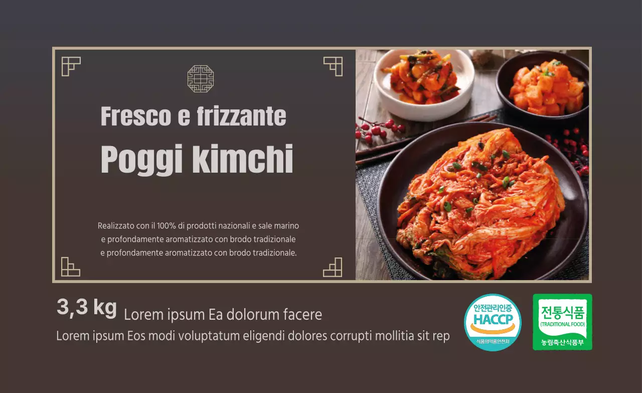Foto marrone etichetta cibo tradizionale kimchi