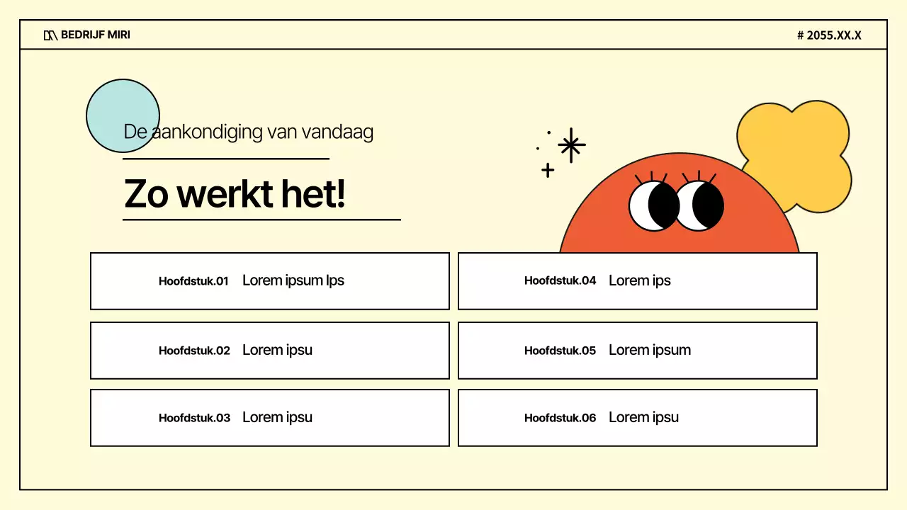 Een kitscherig zakelijk interview in paars en geel