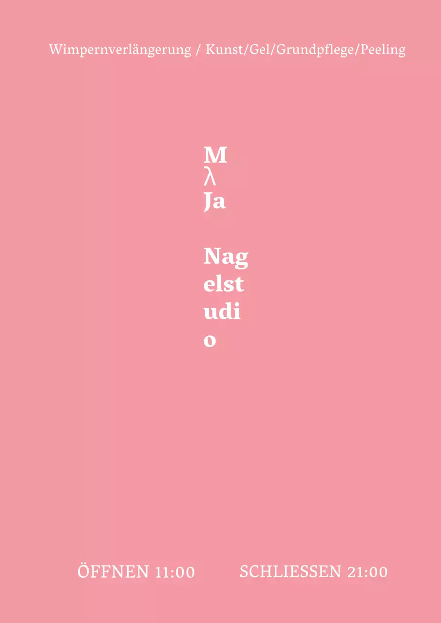 Emotionale und einfache Nagelstudio Werbung mit rosa Text