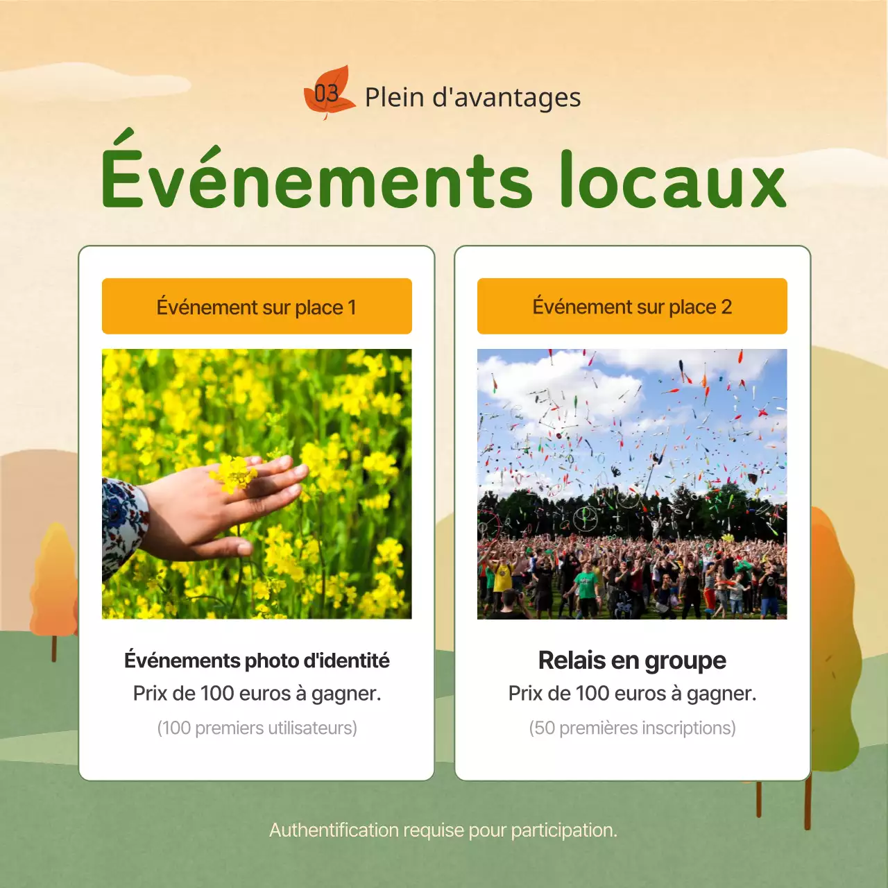 Guide du défi de randonnée d'automne jaune, orange et vert