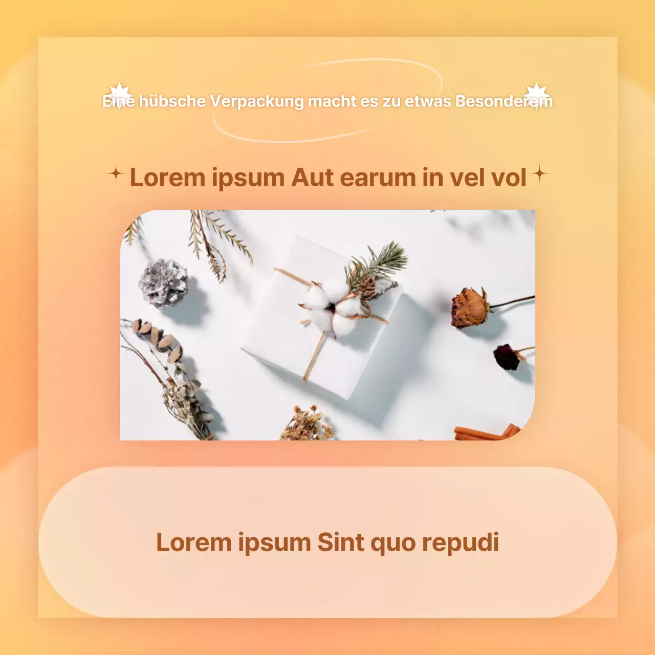 Emotionale Geschenk-Aktion mit orangefarbenen Farbverläufen