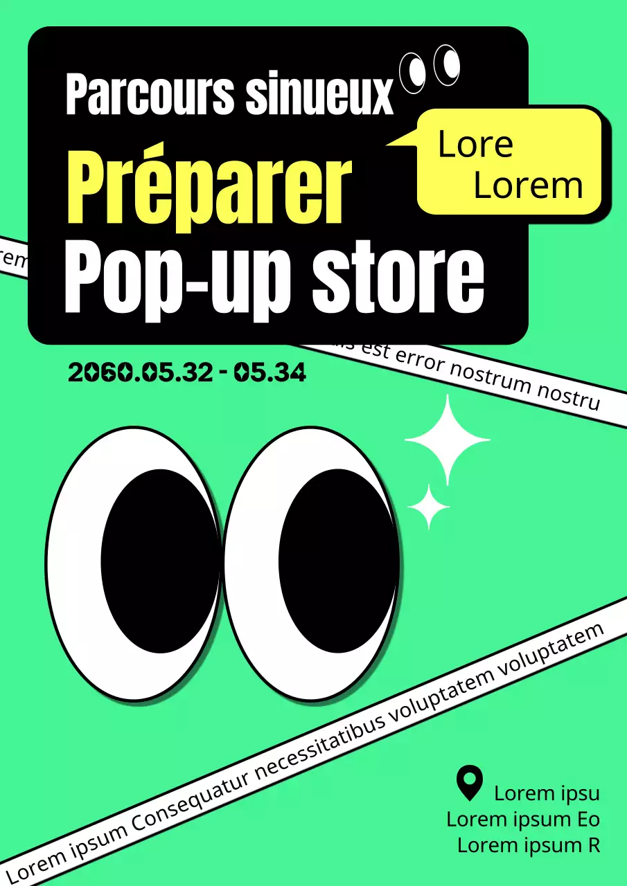 Promotion du magasin pop-up de papeterie Kitschy du Nouvel An noir