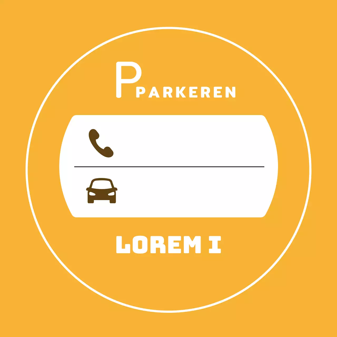Gele geïllustreerde parkeerplaten