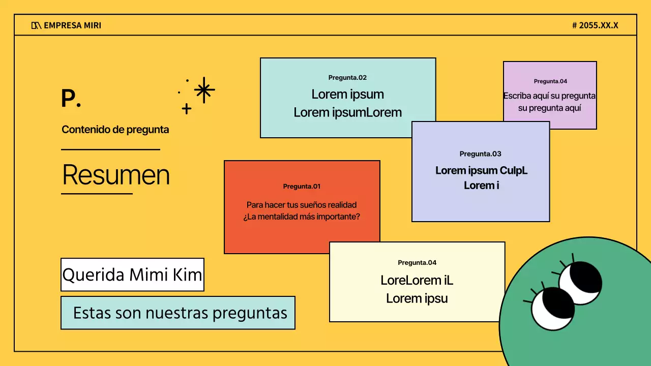 Una entrevista de negocios kitsch en morado y amarillo