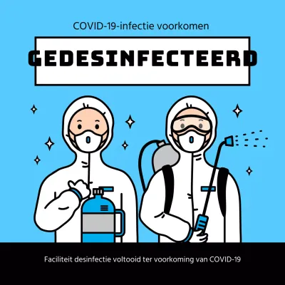 Blauw Desinfectie Voltooid Lay-out Corona