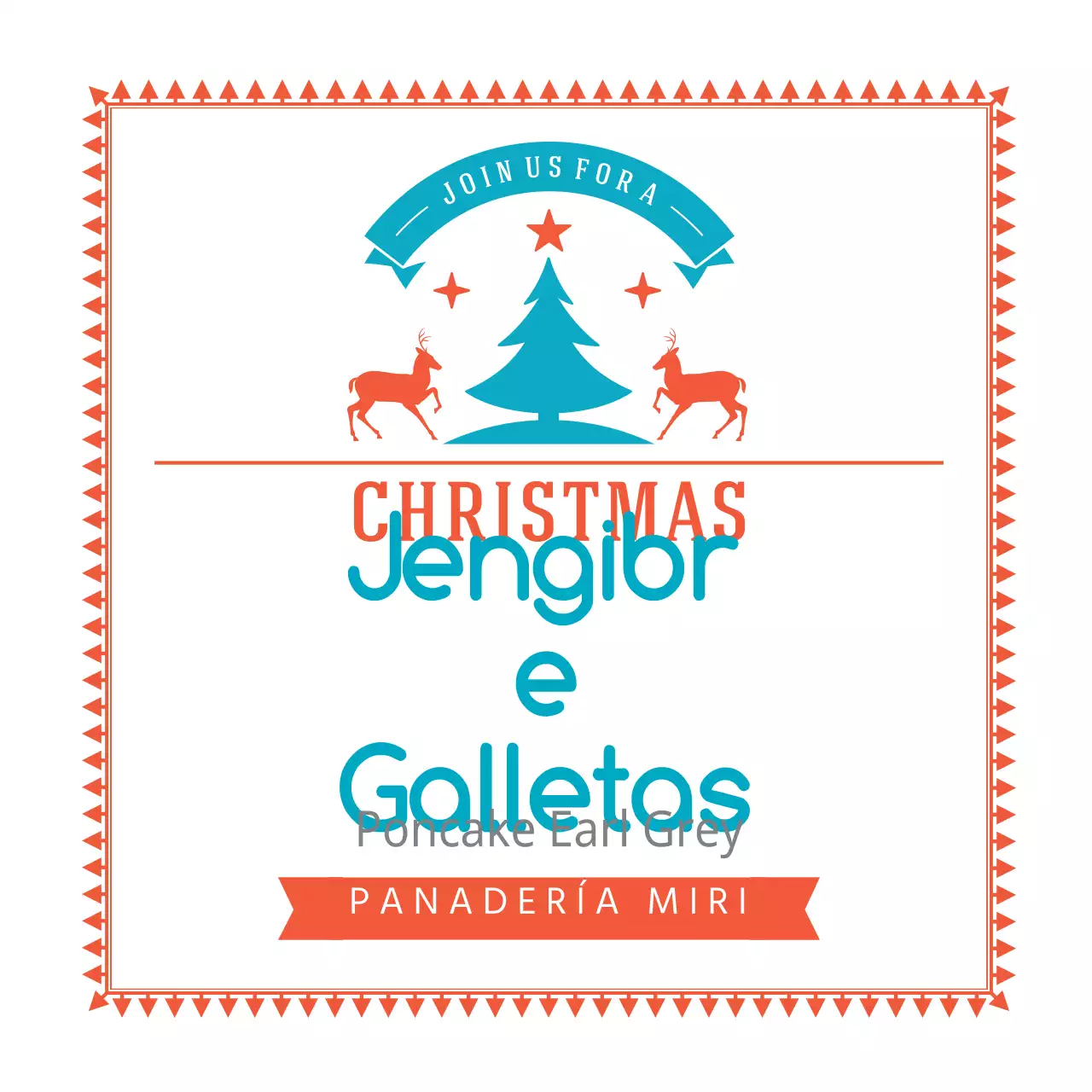 Etiquetas navideñas de panadería con ilustración de cielo naranja