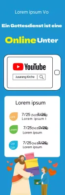 Blauer illustrierter Online-Gottesdienstführer