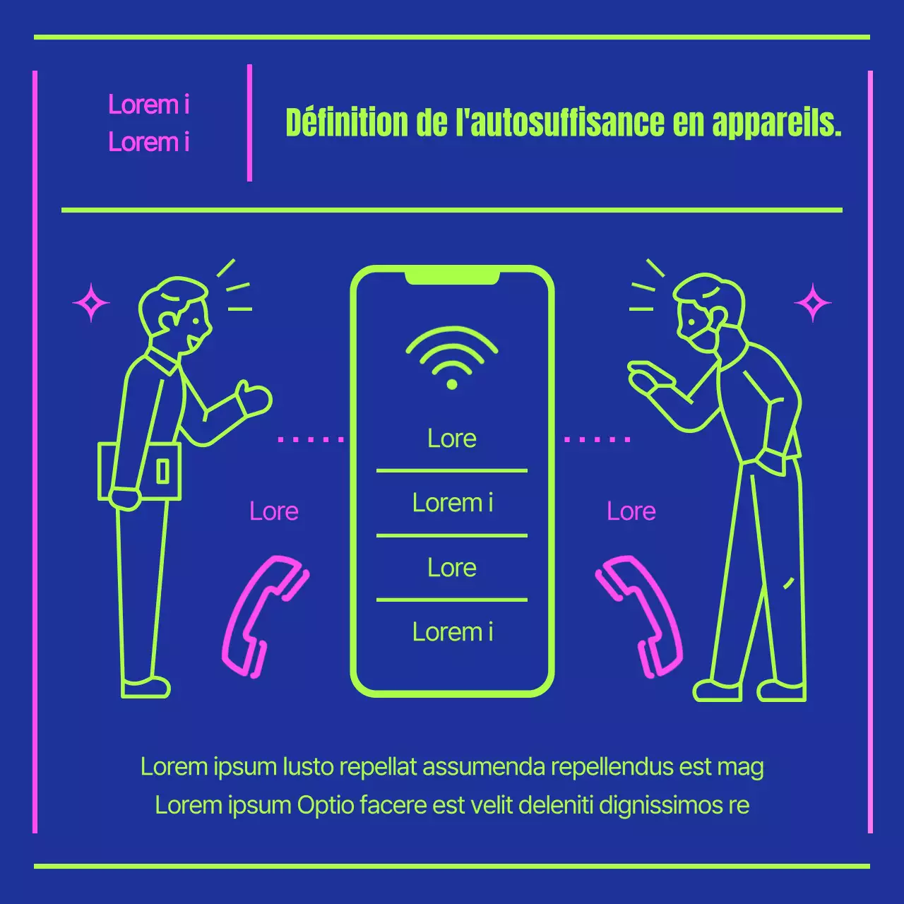 À propos des téléphones portables autonomes bleu marine et chartreuse