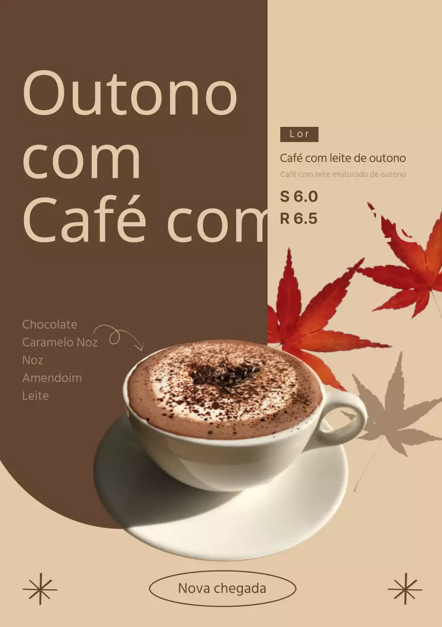 Apresentação do menu Latte de outono em castanho
