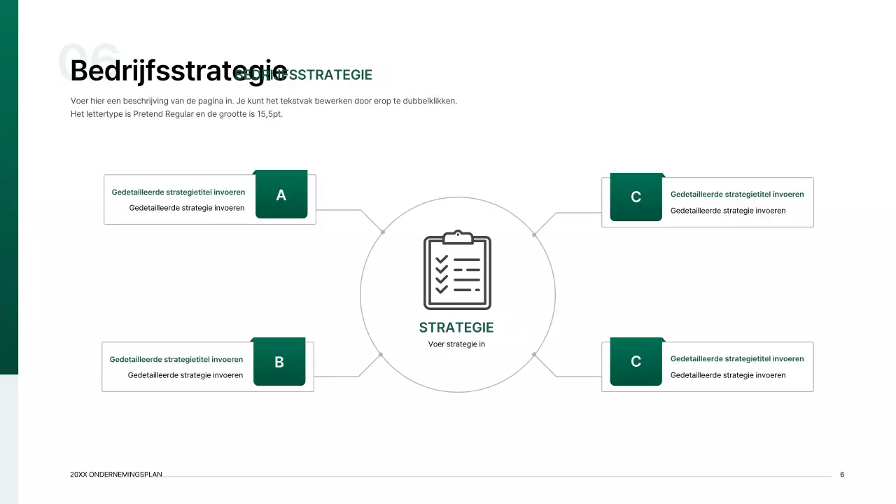 Presentatiepakket voor ondernemingsplan met een indexconcept met kleurverloop in groen