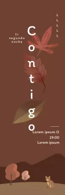 Pancarta de autobús con una ilustración de hojas otoñales sobre fondo marrón