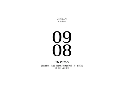 Per una partecipazione di nozze di semplice concezione con la data evidenziata in nero