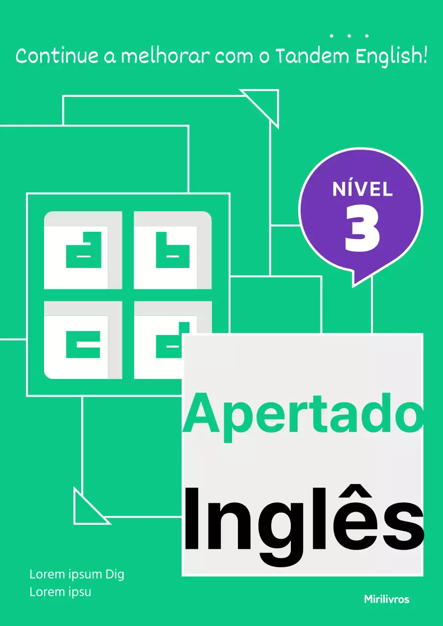 Problema de inglês secundário com um conceito de empilhamento retangular verde-limão