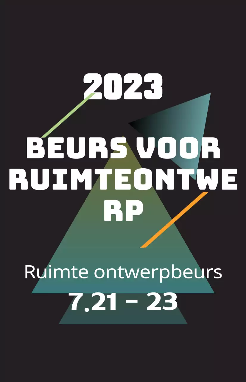 Bevorder een ruimtelijke ontwerpbeurs met kleurrijke illustraties van vormen en tekst.
