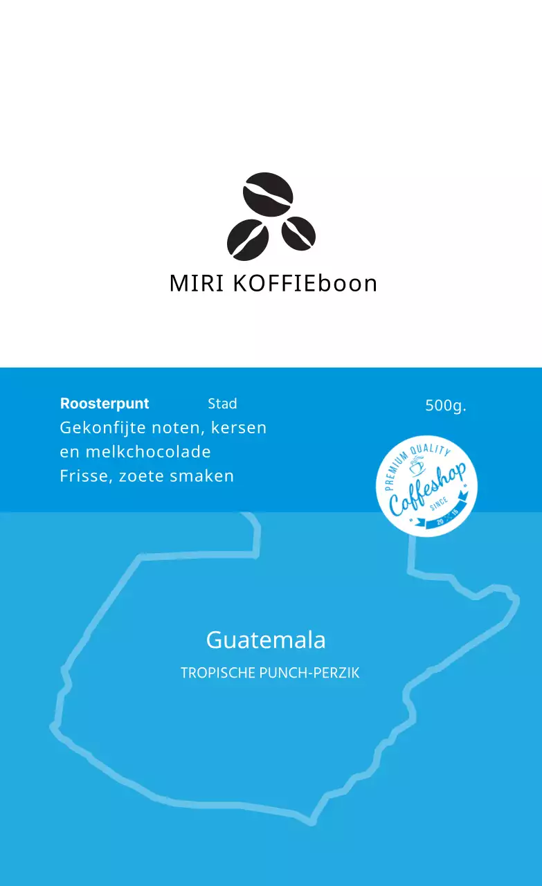 Blauwe illustratie schoon koffie cafe boon etiket