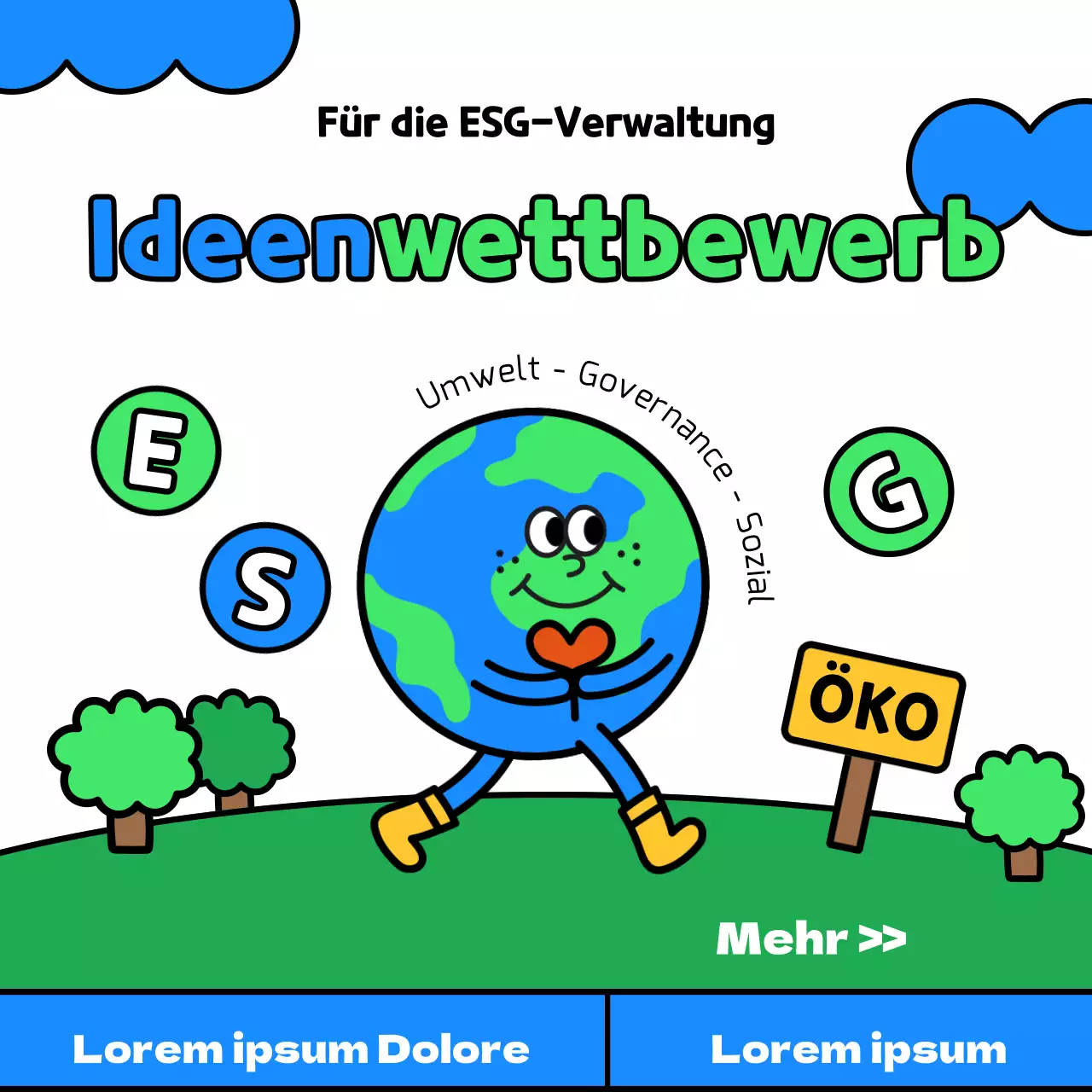 ESG-Ideenwettbewerb mit einem kitschigen blau-grünen Anstrich