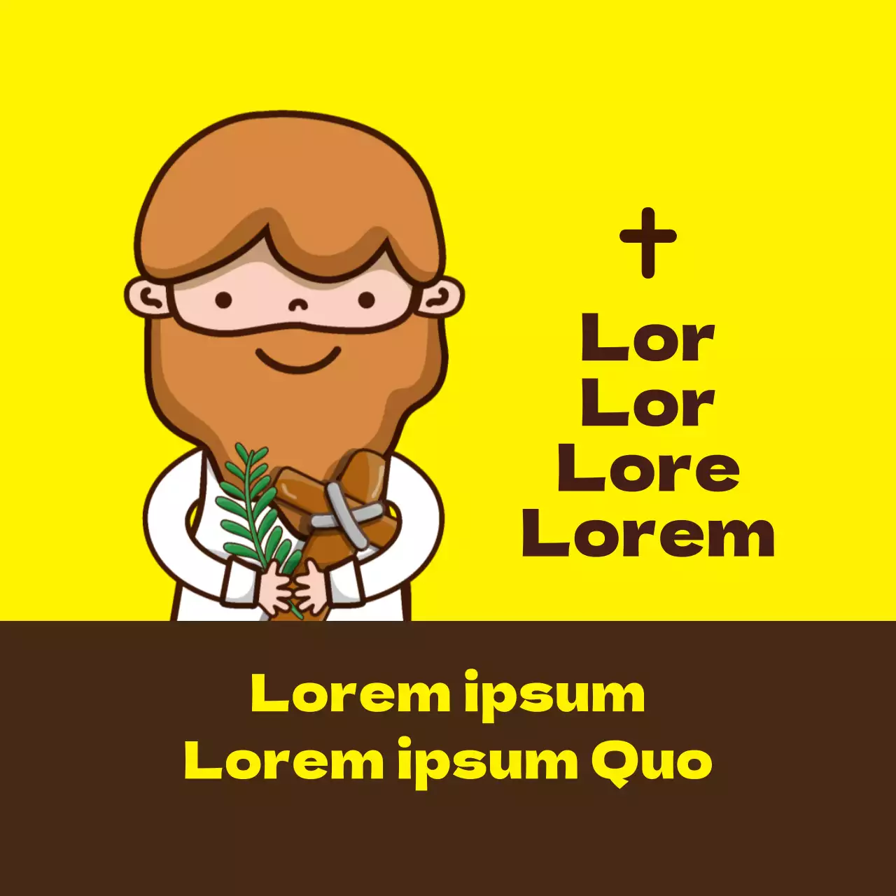 Ilustração de uma personagem gira amarela de uma igreja