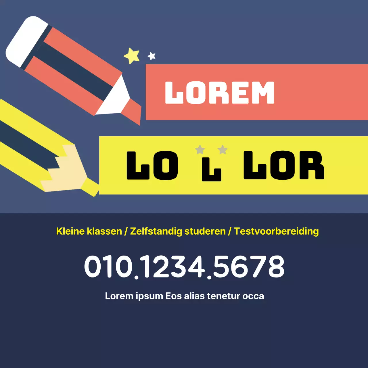 Marineblauw gekleurd potlood illustratie leuke schoolreclame