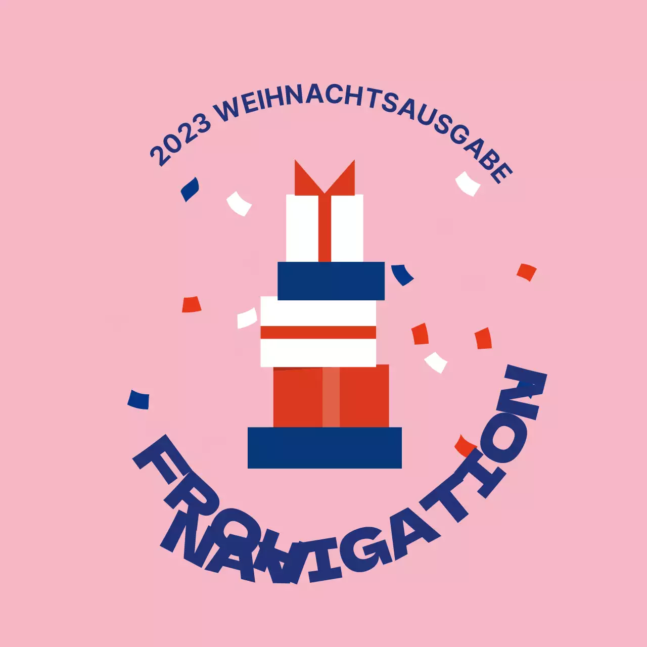 Blau Rosa Rot Illustrierte Weihnachtsgeschenk-Etiketten