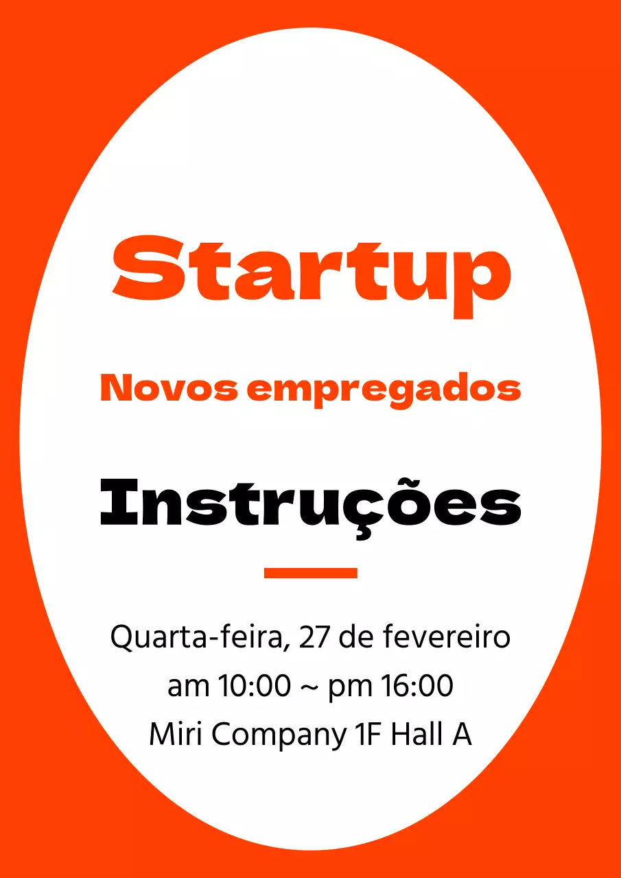 Estilo de moldura simples em laranja e preto para informações de orientação de novos funcionários