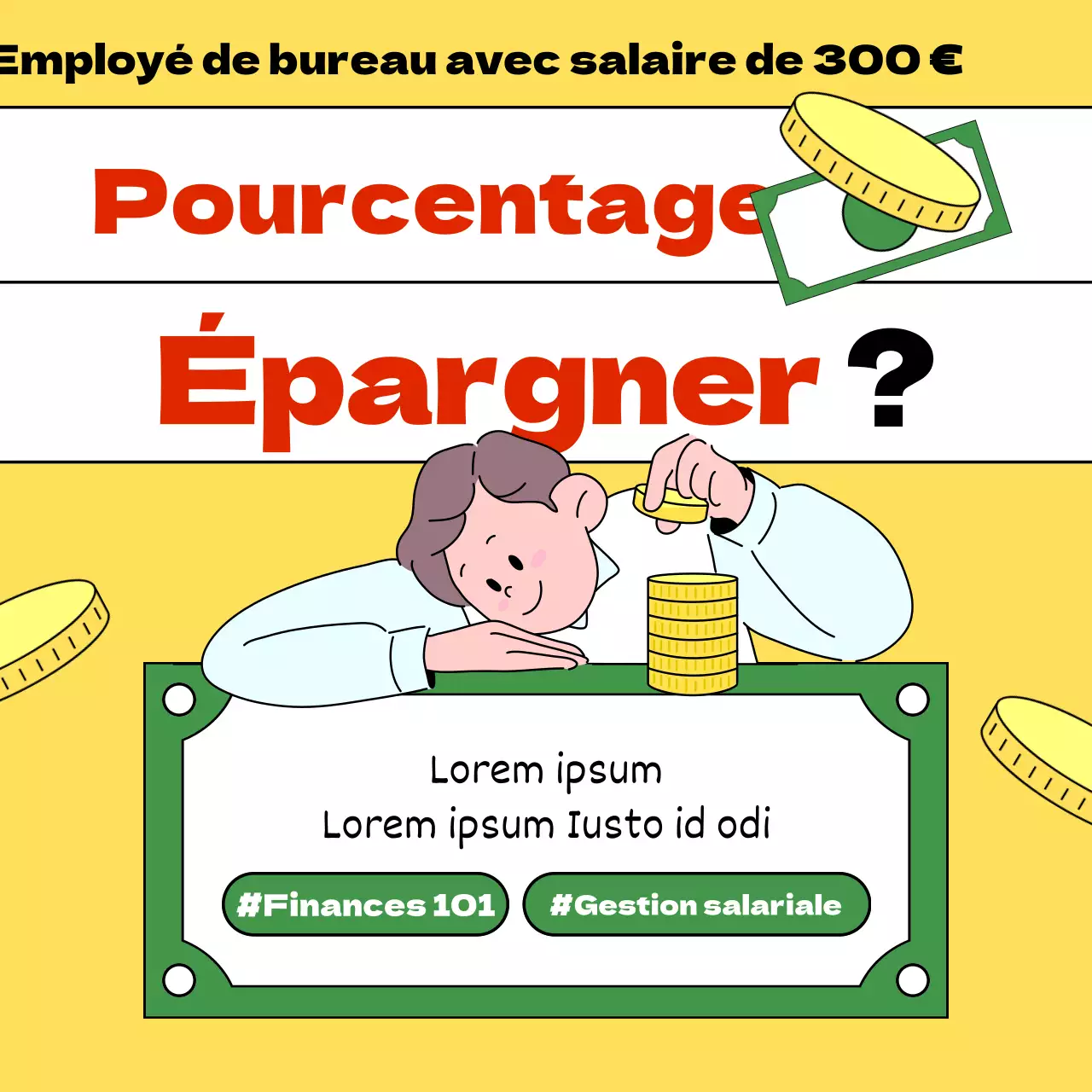 Promouvoir un cours d'éducation financière moderne, jaune et vert