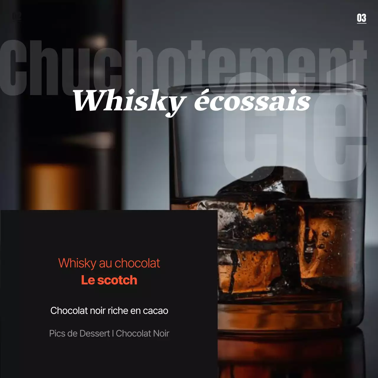 Promouvoir des variétés simples de whisky en orange et noir