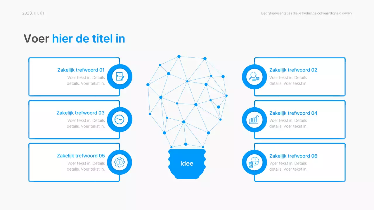 Bedrijfsrapport met een modern kleurverloop in wit en blauw
