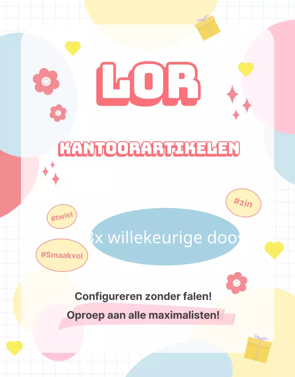 Stationery Store willekeurige doos evenement met pastelkleurige achtergrond