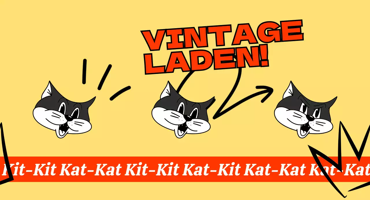 Ein junger und hübscher Vintage-Laden in Rot und Gelb