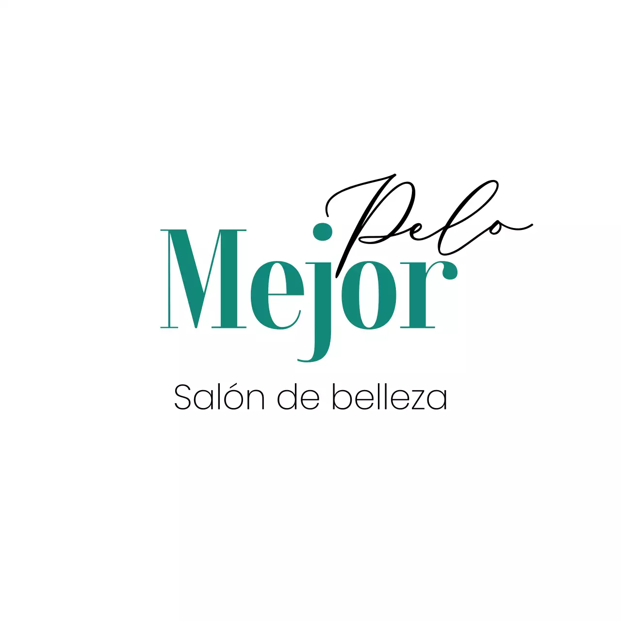 Elegante rótulo de tienda con texto blanco negro turquesa de peluquería Mayer