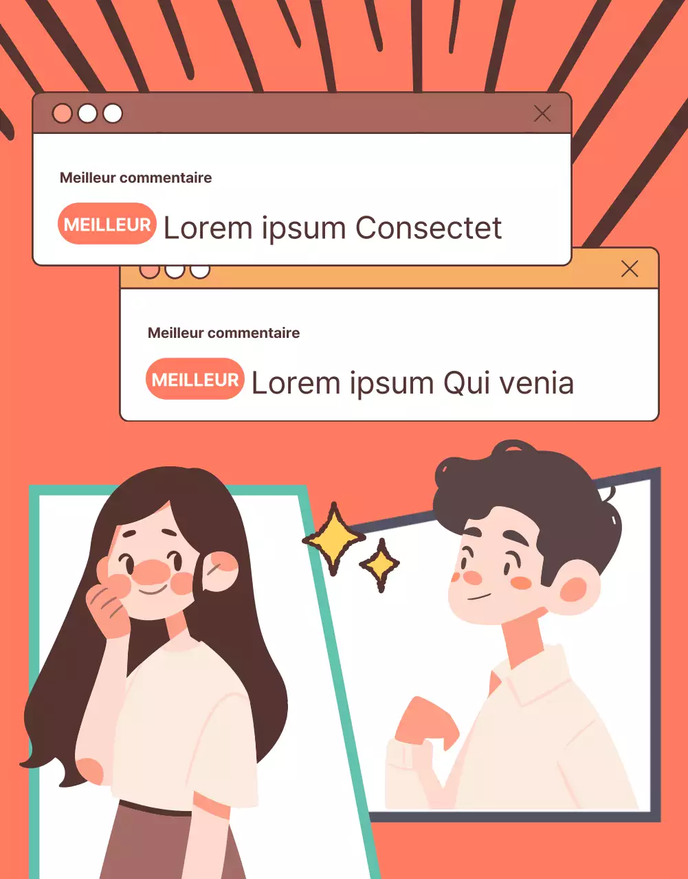 Test psychologique gag en marron et beige avec des accents de menthe