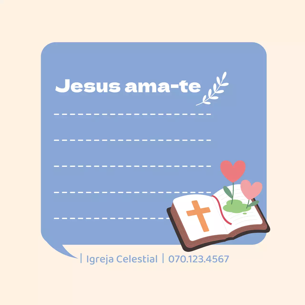 Ilustração de uma igreja com balões de diálogo azuis