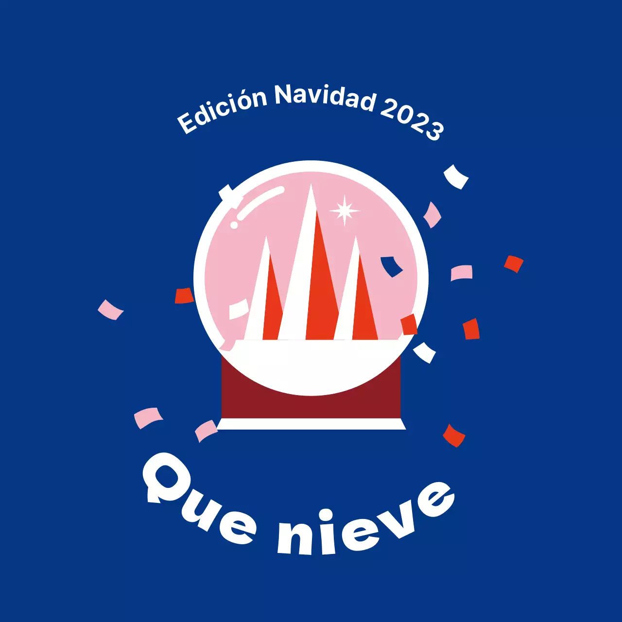 Etiquetas navideñas ilustradas en rojo y azul