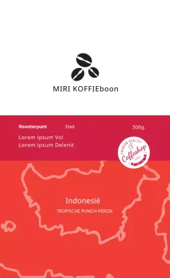 Keurig koffiebonenetiket met rode illustratie