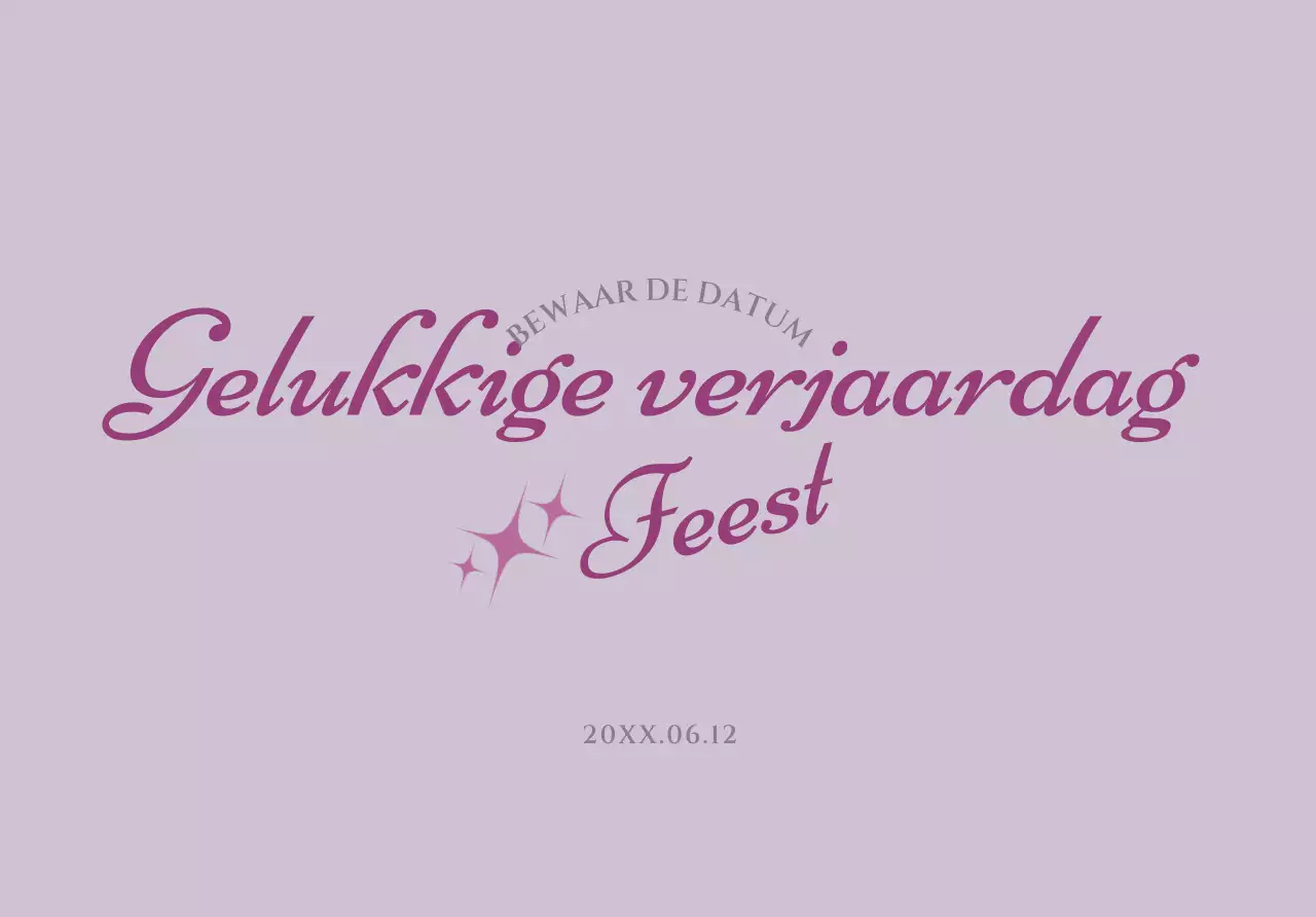 Eenvoudige verjaardagskaart-envelop met tekst en sterillustratie