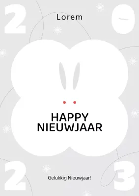 Wenskaart met eenvoudige draak in wit