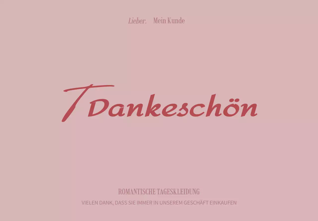 Kunden-Dankeschön-Karte für ein Einkaufszentrum mit rosa, gekritzelter Handschrift