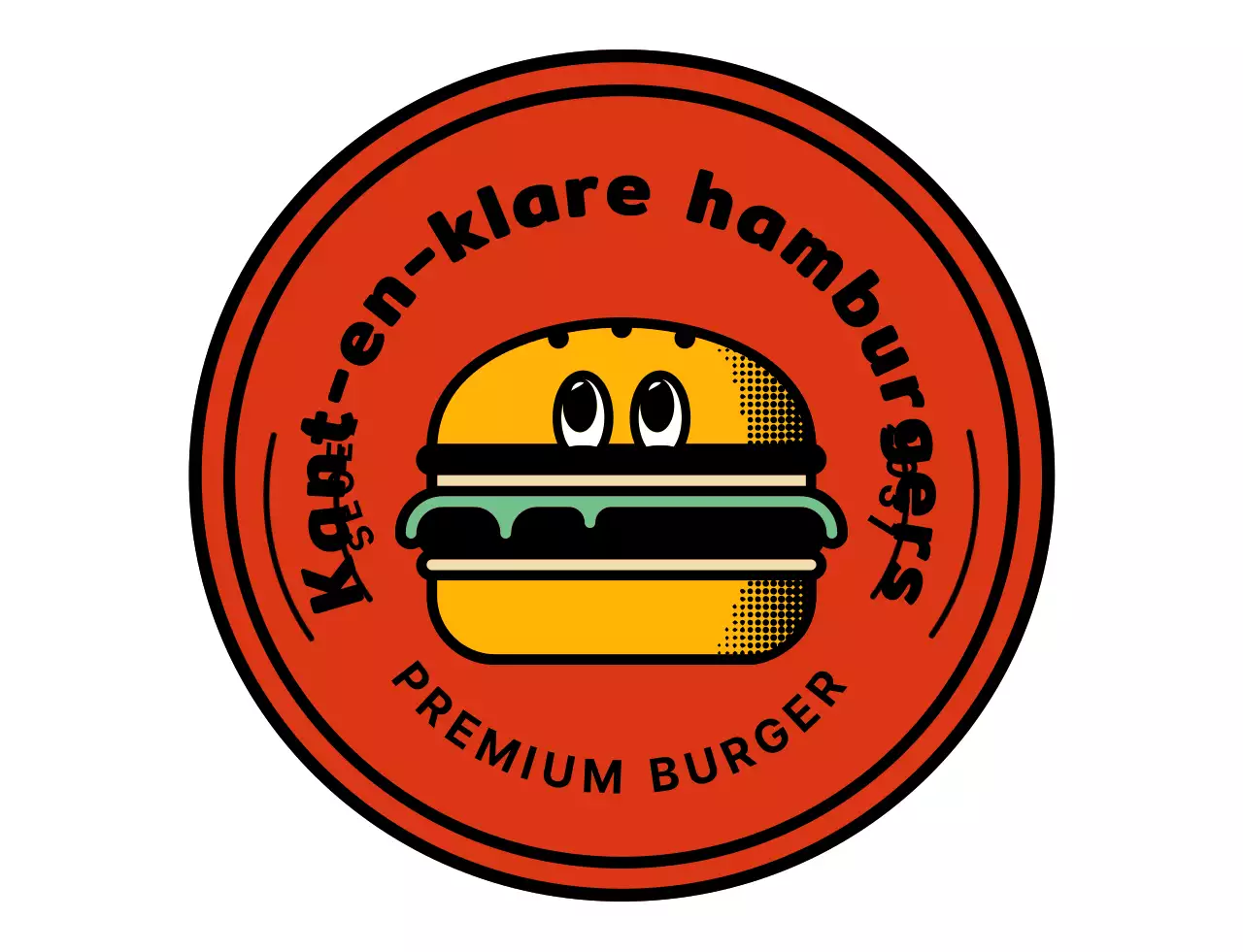 Gele Leuke Hamburger Illustratie Handgemaakte Burgerwinkel Kleding