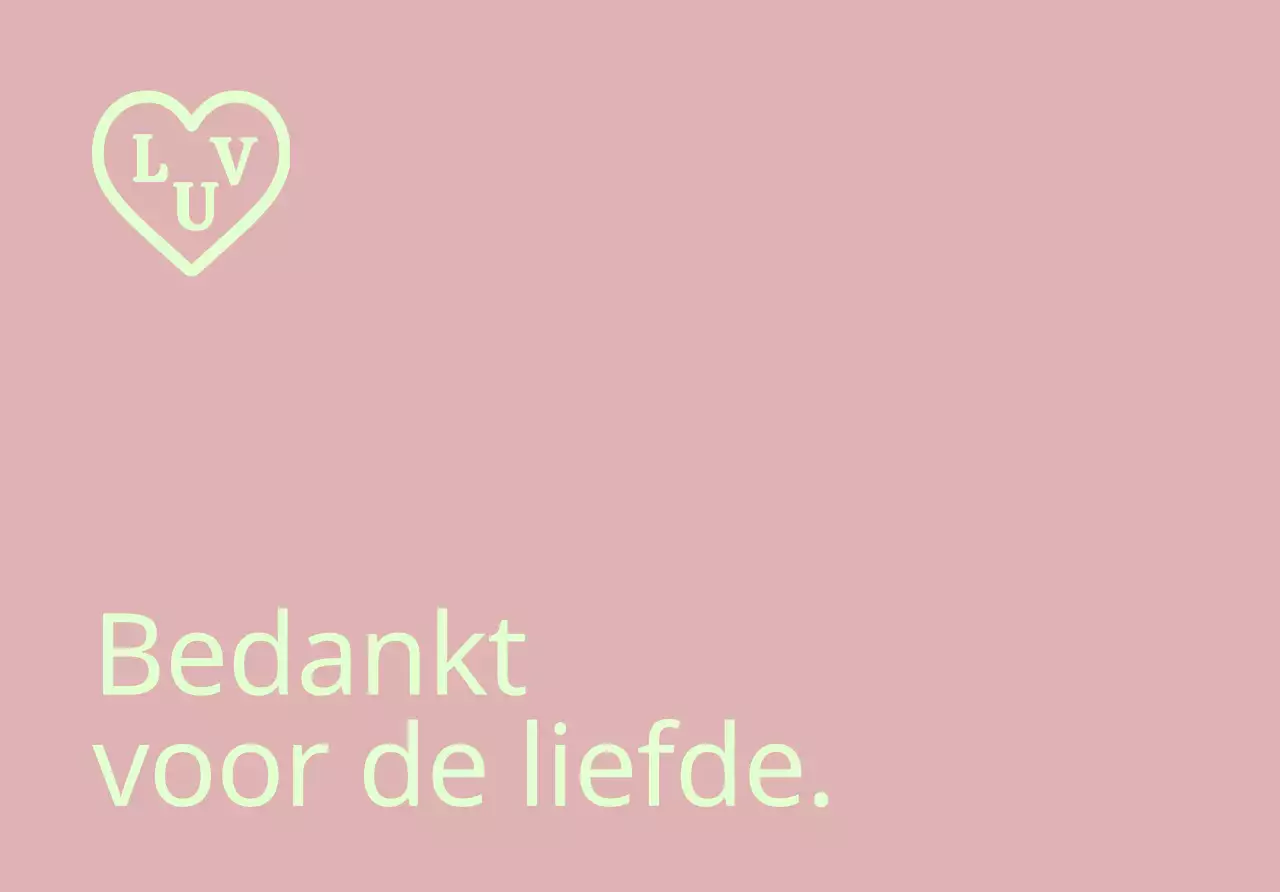 Een eenvoudige bedank-envelop met tekst en een hartvormige illustratie.