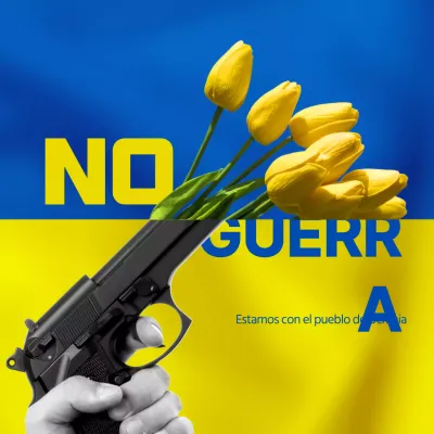 Tema fotorrealista amarillo azul contra la guerra en Ucrania