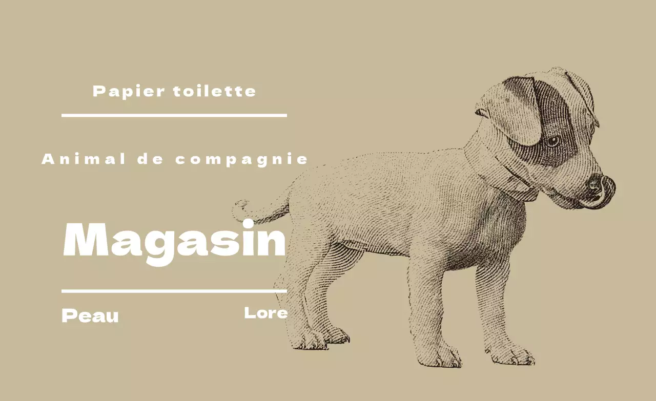 Étiquette d'animalerie illustrée beige
