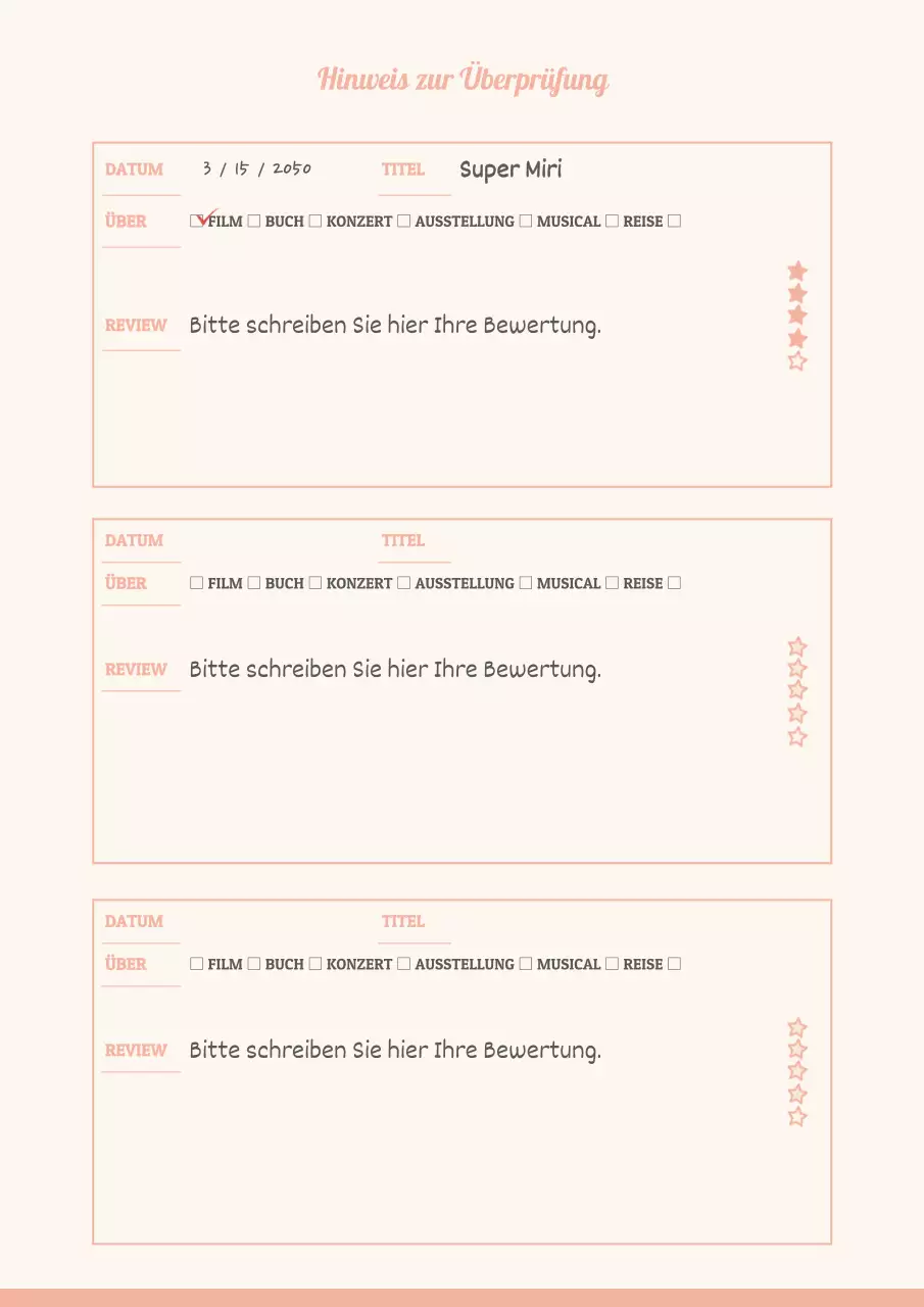 Pastellfarbenes Lerntagebuch Rückblick auf die Dokumentation
