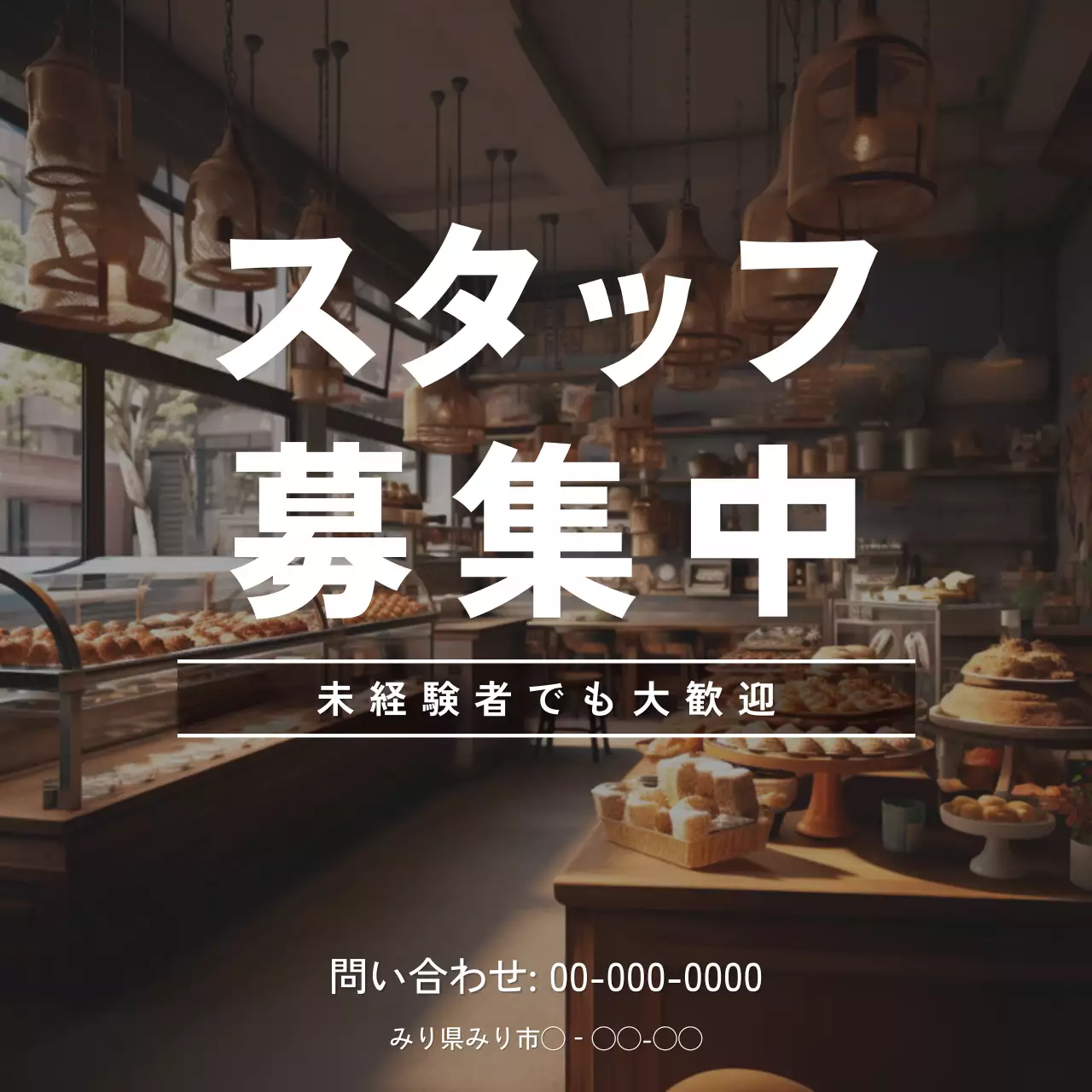 茶色 シンプル 採用 ポスター SNS投稿 正方形