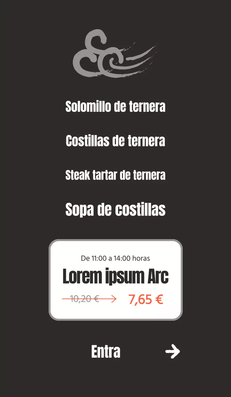Promocione un restaurante de inspiración coreana con imágenes de carne coreana sobre fondo negro.