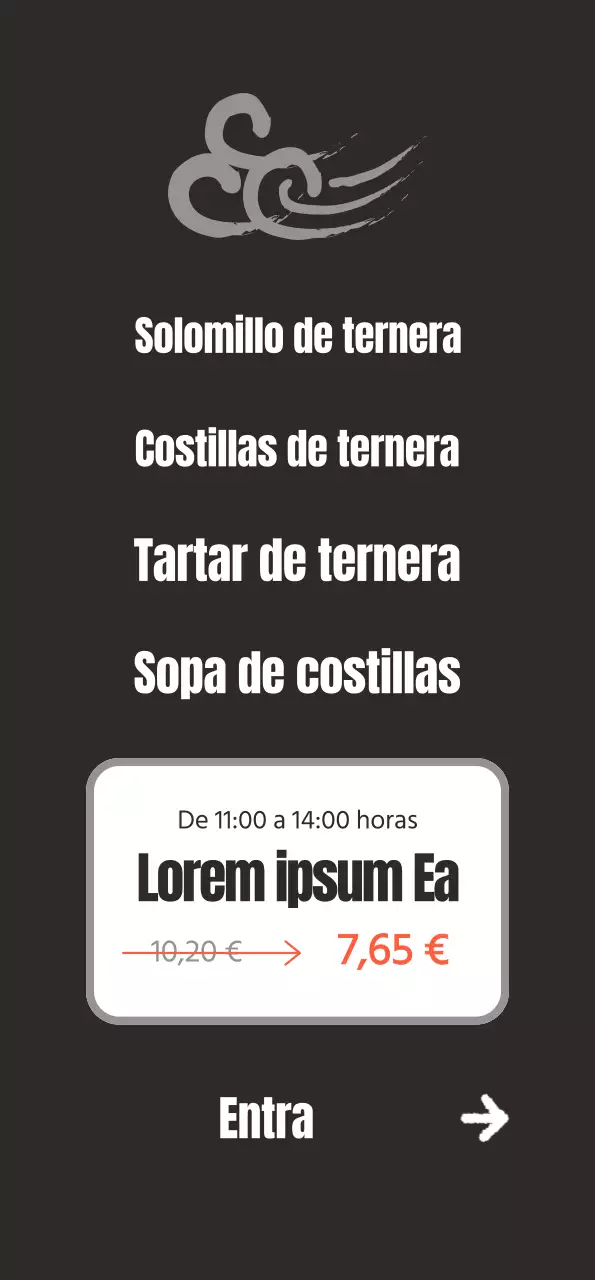 Promocione un restaurante de inspiración coreana con imágenes de carne coreana sobre fondo negro.