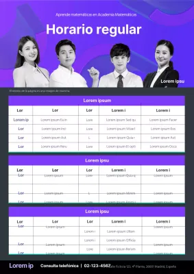 Horario escolar sencillo negro morado