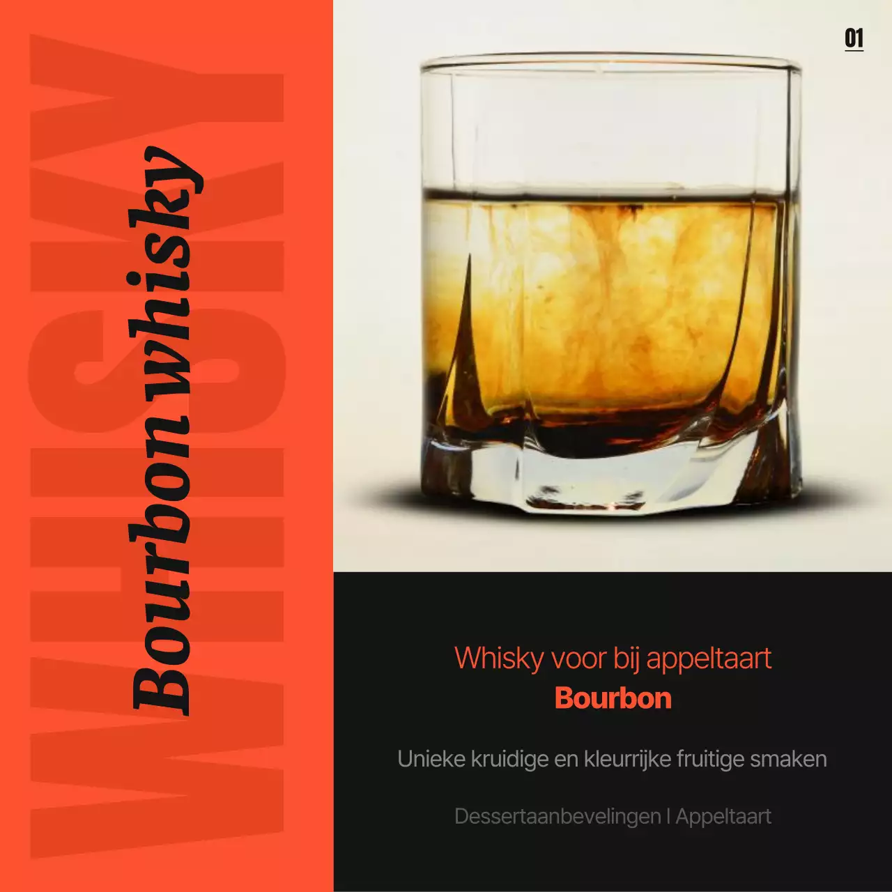 Promoot eenvoudige whiskysoorten in oranje en zwart