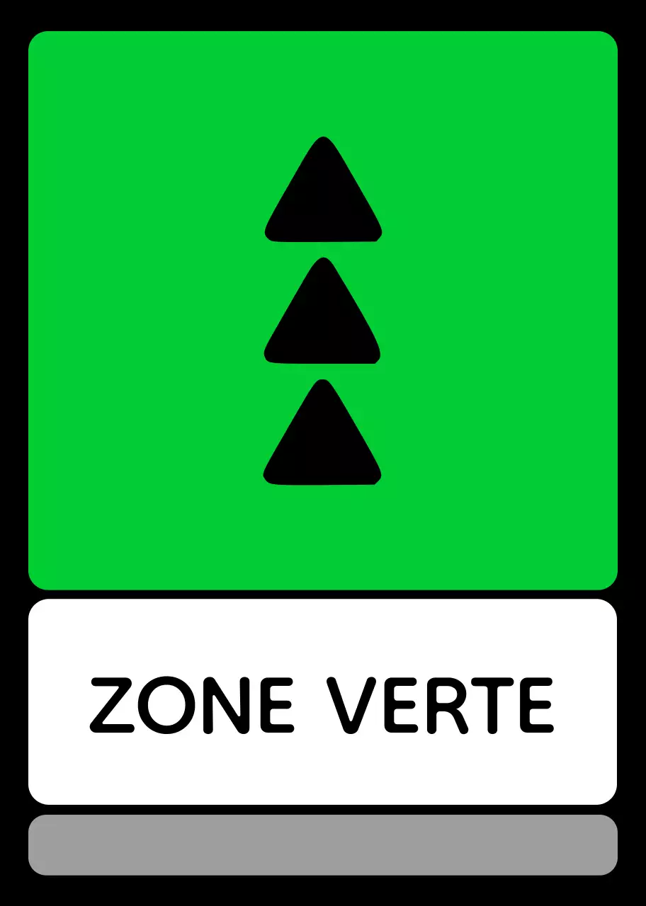 Un guide de zone simple avec un texte de localisation vert bleu violet et une géométrie triangulaire carrée.