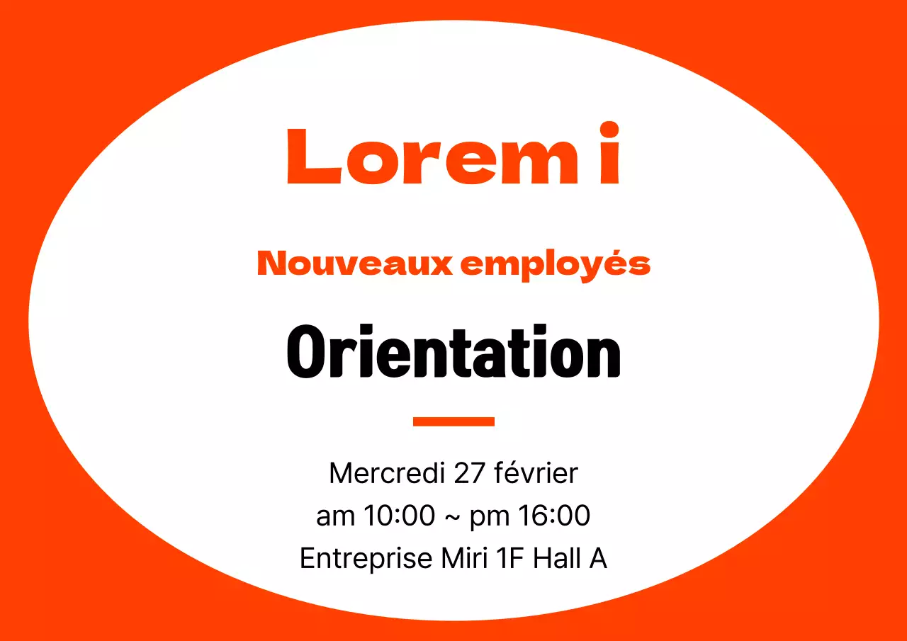 Cadre simple en orange et noir pour les informations relatives à l'orientation des nouveaux employés